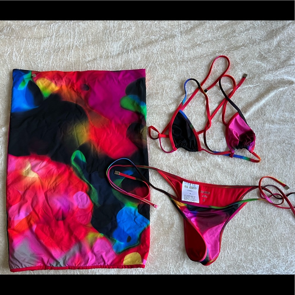 The Attico Printed Bikini and Skirt Set